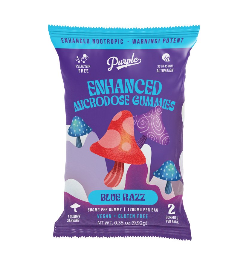 Purple Mushroom Enhanced Microdose Gummies | Blue Razz – 3ct